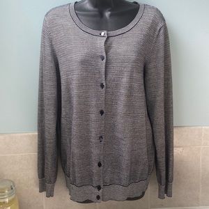 Talbots shimmer striped cardigan large